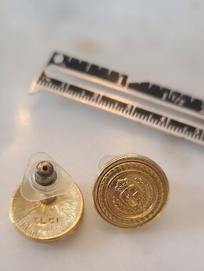 Liz Claiborne Gold Crest Button-Style Earrings